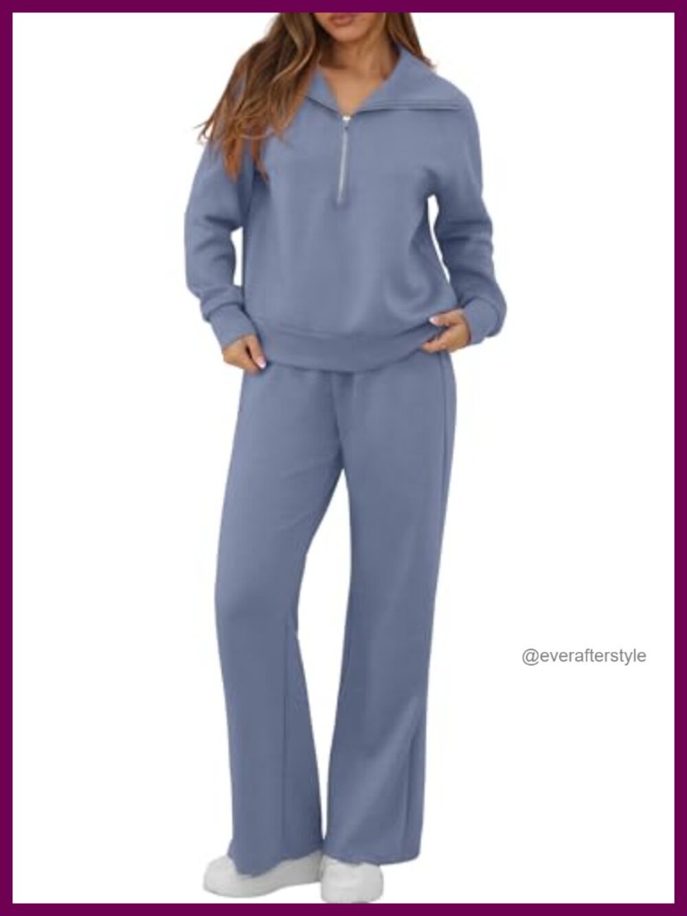 Women's 2 Piece Lounge Set Half Zip Sweatshirt Wide Leg Sweatpants